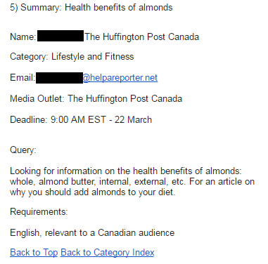 בקשה מעיתונאי המשתמש בשירות haro