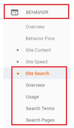דוחות חיפושי האתר באנליטיקס